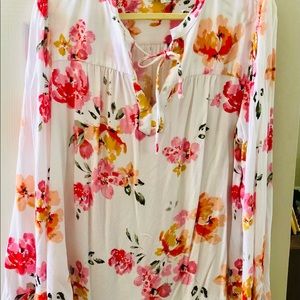 Loft XXL beautiful pullover blouse. Pinks/orange/black/white, just beautiful.